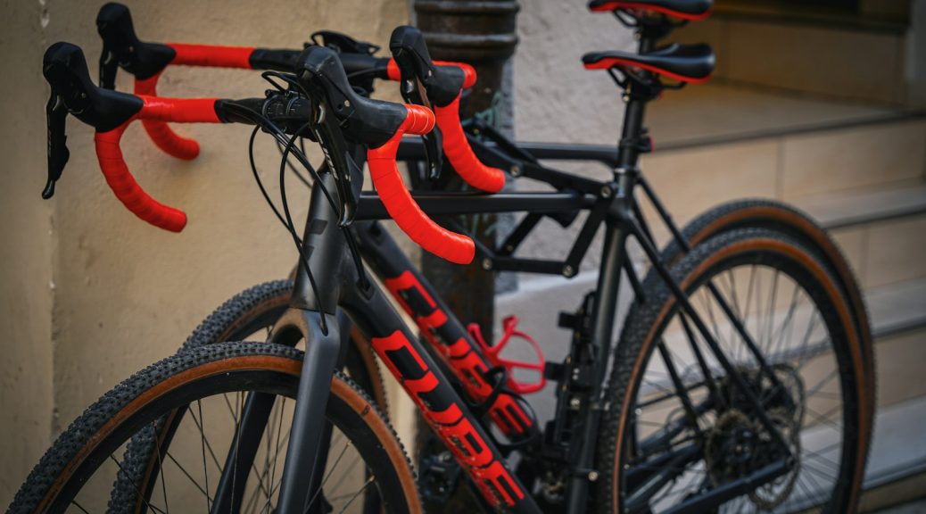 a couple of bikes parked next to each other